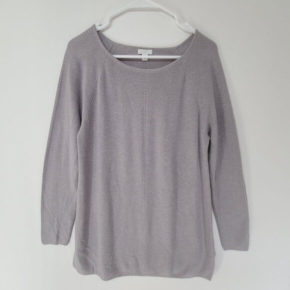 J.Jill Juno Ottoman Mixed Direction Ribbed Boatneck Sweater Oversized Sweater M - Picture 2 of 8